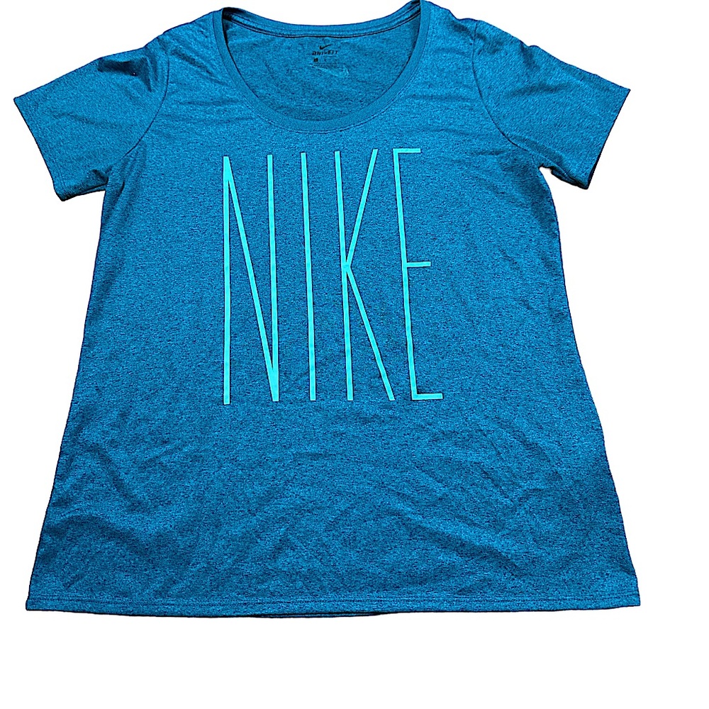 NIKE: Women’s Bright Blue Dri-Fit Logo Short Sleeve T-Shirt -Size Large